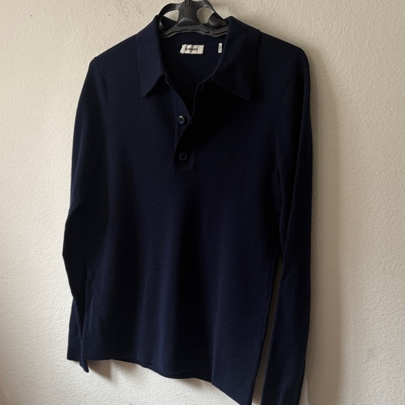 Sandro Dark Blue Button-Up Polo - Picture 4 of 5